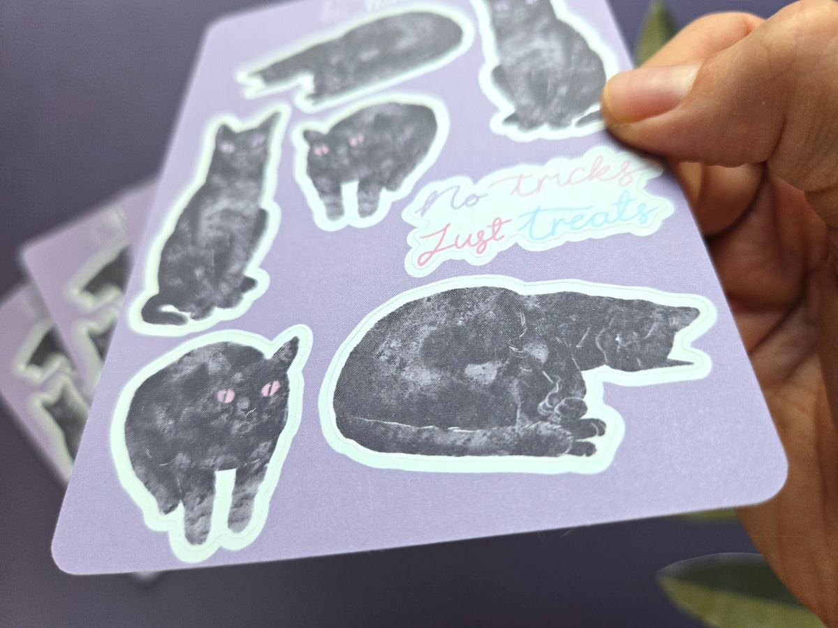 Black Cat Recycling Sticker Sheet