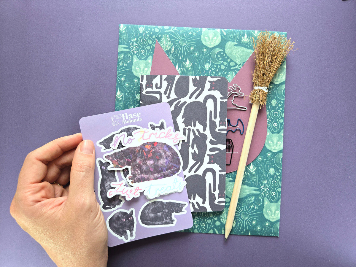 Black Cat Pocket Notebook Gift Set