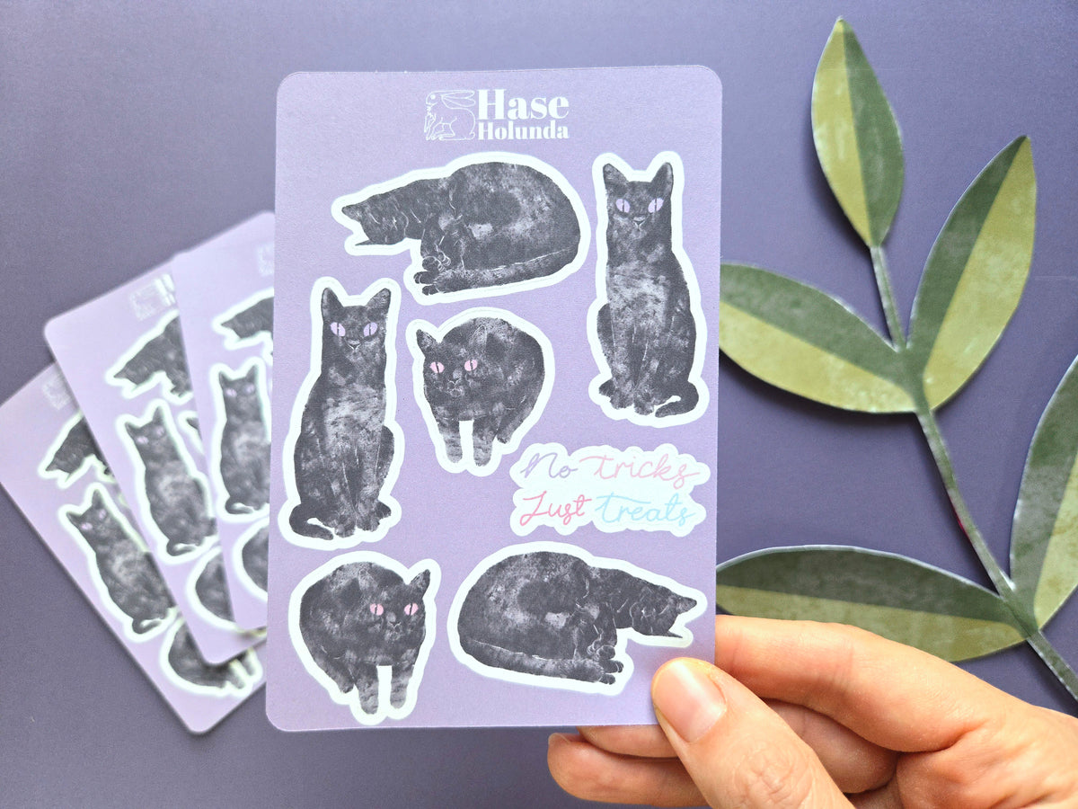 Black Cat Recycling Sticker Sheet